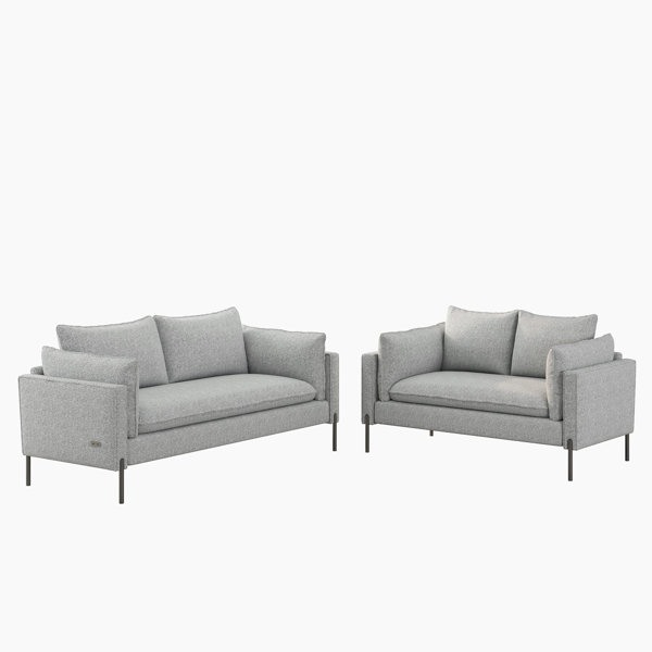 Hewei 2 Piece Sofa Sets Modern Linen Fabric Upholstered Loveseat And 3